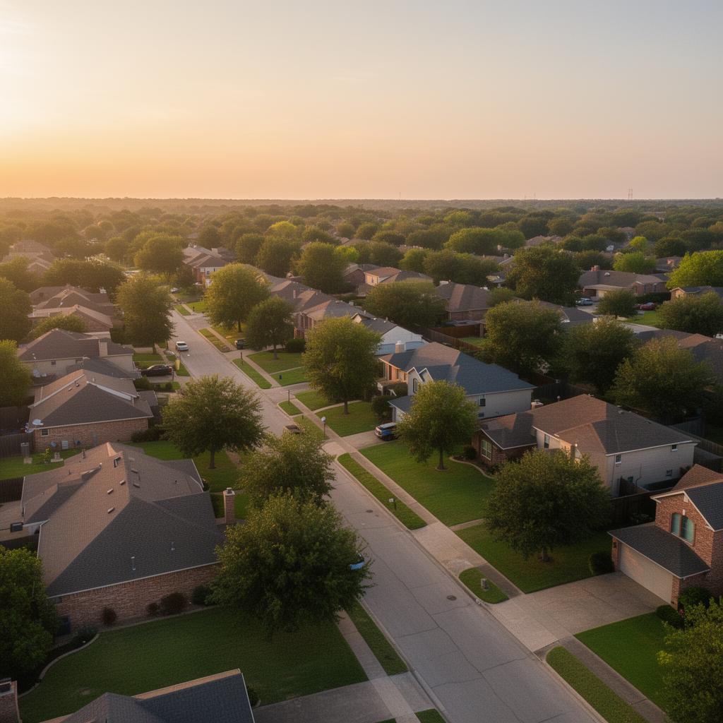 Aerial view of Garland TX neighborhood